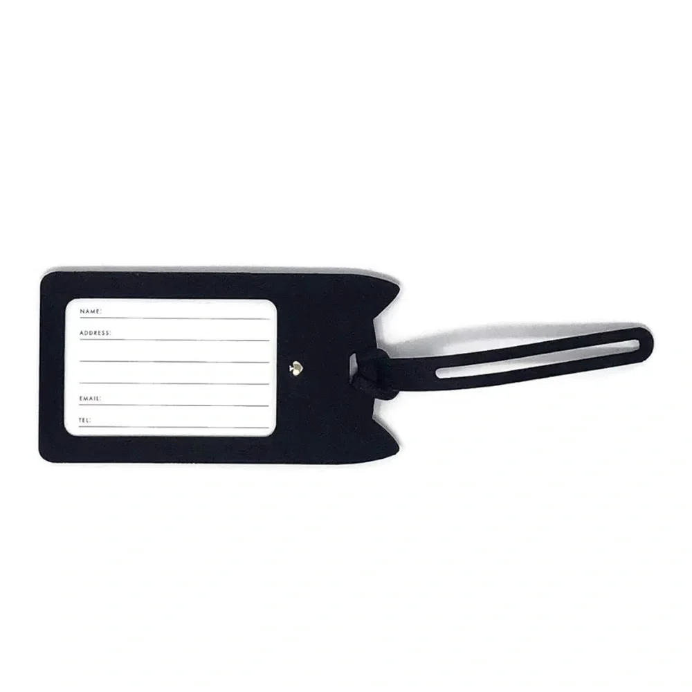 New Kate Spade Black Cat Luggage Tag with Pink Nose
